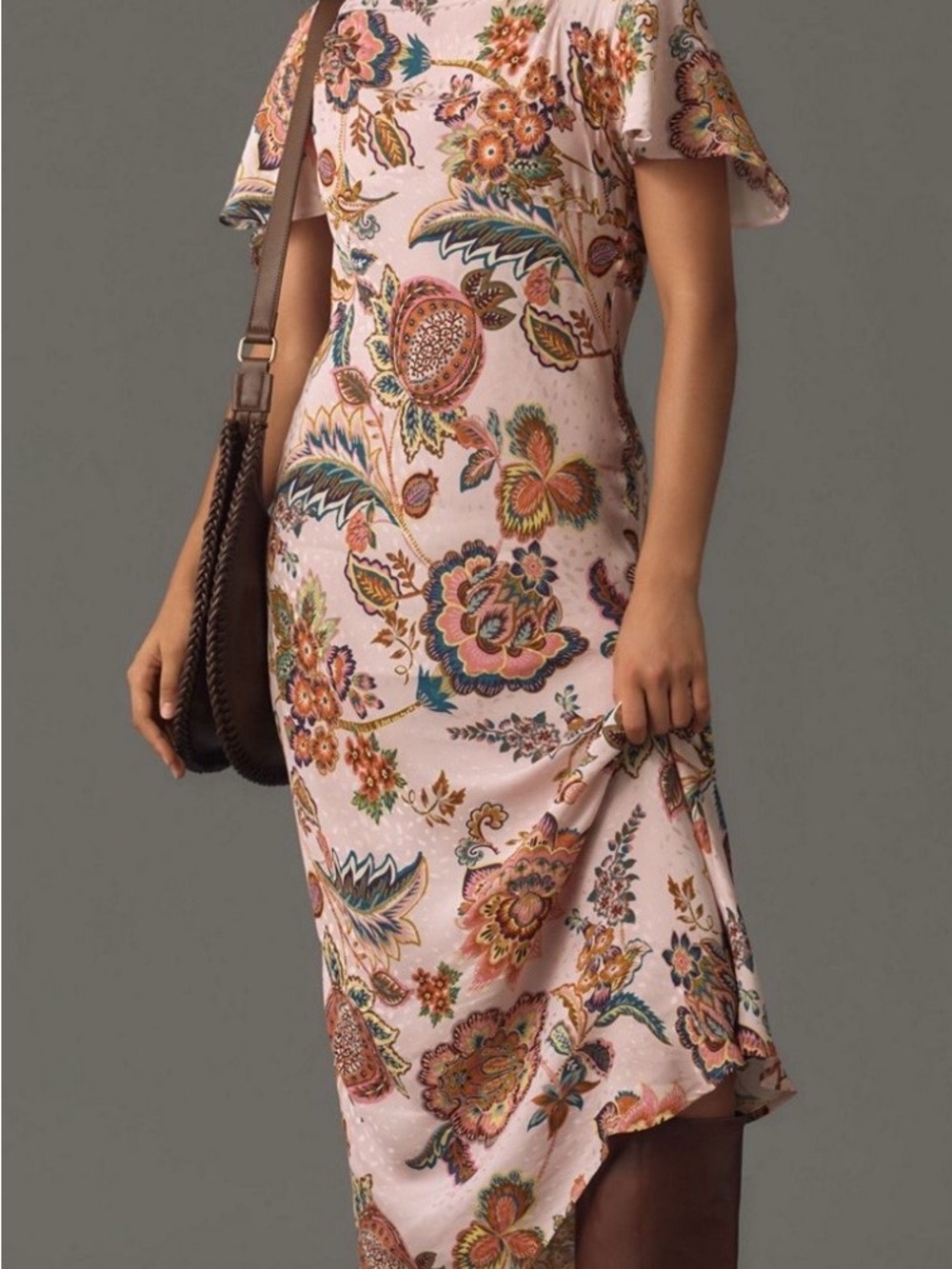 Kachel x Anthropology flutter sleeve slip dress Petite